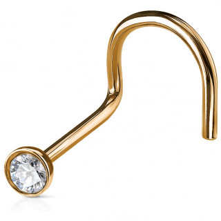 Piercing nez cuivr� tige courb�e en acier � cristal