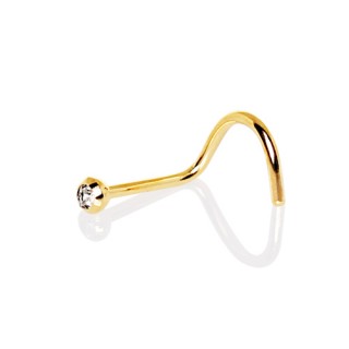 Piercing nez dor� � tige "U" et strass clair