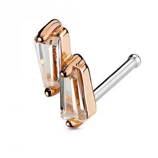Piercing nez � duo de strass taille "princesse" - Cuivr�