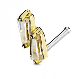 Piercing nez � duo de strass taille "princesse" - Dor�