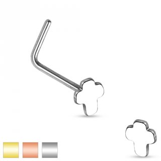 Piercing nez en acier � tige en L avec embout croix latine