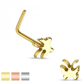 Piercing nez en acier � tige en L avec embout papillon
