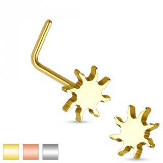 Piercing nez en acier � tige en L avec embout soleil tribal
