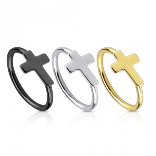 Anneau nez avec croix chretienne