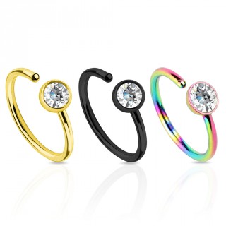 Anneau nez avec demie-sph�re sertie