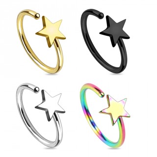 Piercing nez en anneau avec �toile � 5 branches