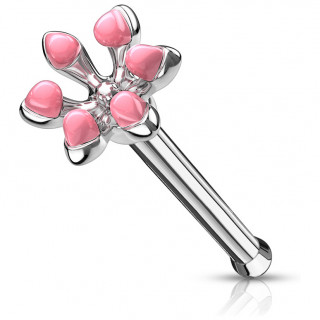 Piercing nez fleur emaill�e - Rose
