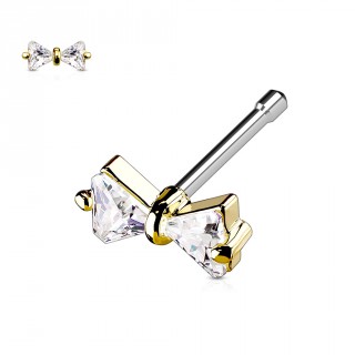 Piercing nez noeud papillon dor� � strass