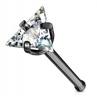 Piercing nez noir en acier � triangle de zirconium