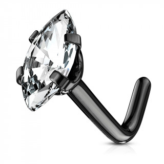 Piercing nez noir tige L � zirconium taill� en marquise