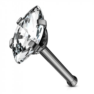 Piercing nez noir � zirconium taill� en marquise