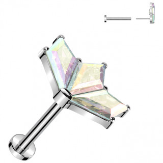 Piercing nez nostril Titane � �ventail de zirconiums aurore bor�ale (push-in)