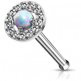 Piercing nez opale cercl�e zirconium - Blanc
