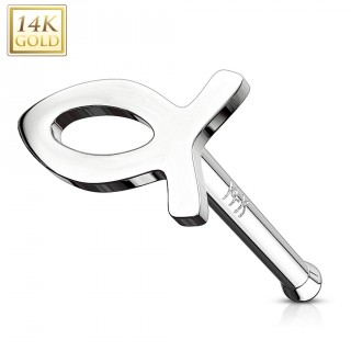 Piercing nez or blanc 14 carats � poisson