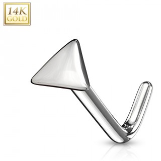 Piercing nez or blanc 14 carats tige L � embout triangulaire