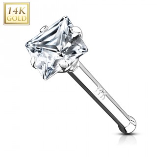 Piercing nez or blanc 14 carats � zirconium clair