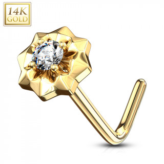 Piercing nez or 14 carats � �toile sertie - Clair - Tige L