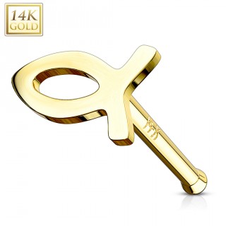Piercing nez or jaune 14 carats � poisson