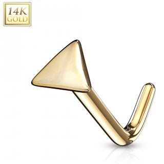 Piercing nez or jaune 14 carats tige L � embout triangulaire
