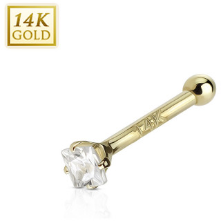 Piercing nez or jaune 14 carats � zirconium clair