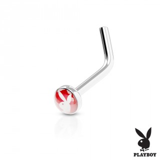 Piercing nez Playboy rouge � tige en "L"