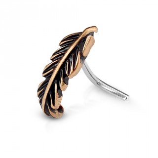 Piercing nez � plume cuivr�e - tige "L"