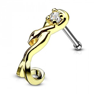 Piercing nez � serpent dor� et strass