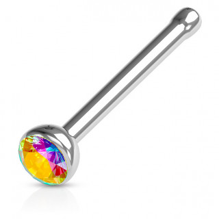 Piercing nez stud droit acier � cristal serti - Aurore Bor�ale