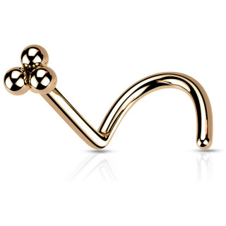 Piercing nez stud U en acier Cuivr� � trio de perles