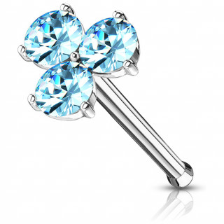 Piercing nez stud � trois p�tales - Bleu aqua