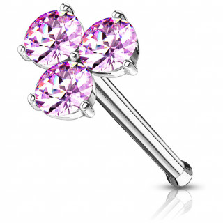 Piercing nez stud � trois p�tales - Rose