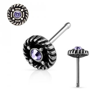Piercing nez style cordage � strass violet tanzanite