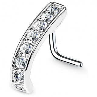 Piercing nez tige "L" � barrette strass courb�e