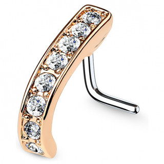 Piercing nez tige "L" � barrette strass courb�e cuivr�e