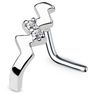Piercing nez tige "L" � barrette zigzag sertie