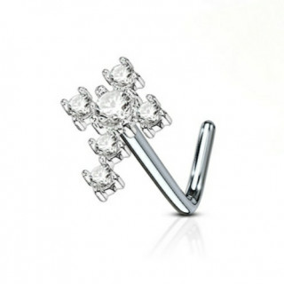 Piercing nez tige "L" � croix de strass