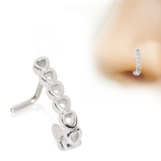 Piercing nez tige "L" � enfilade de coeurs