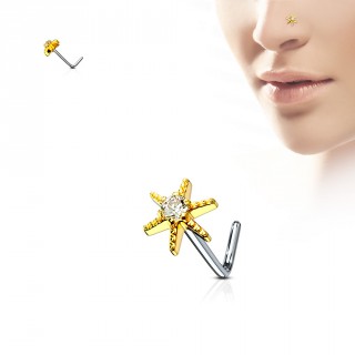Piercing nez tige "L" � �toile de mer sertie - Dor�