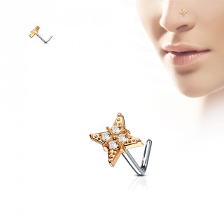Piercing nez tige "L" � �toile polaire sertie - cuivr�