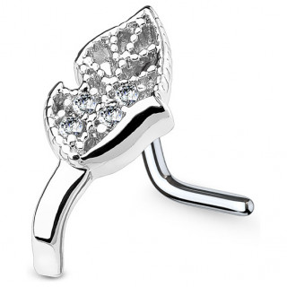 Piercing nez tige "L" � feuille pli�e sertie