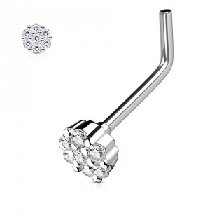 Piercing nez tige "L" � fleur de strass