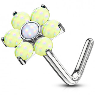 Piercing nez tige L � fleur sertie epoxy - Jaune