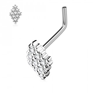 Piercing nez tige "L" � losange de strass