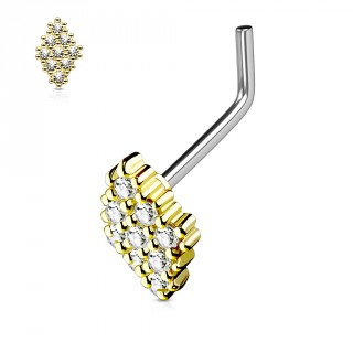 Piercing nez tige "L" � losange de strass dor�