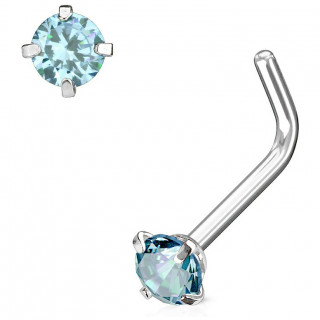 Piercing nez tige "L" � strass griff� aqua