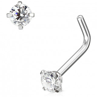 Piercing nez tige "L" � strass griff� clair
