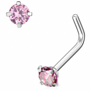 Piercing nez tige "L" � strass griff� rose