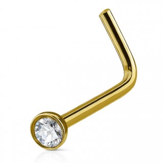 Piercing nez tige "L" dor� en acier � cristal