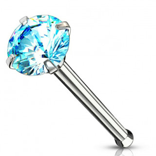 Piercing nez tige droite en acier � zirconium bleu