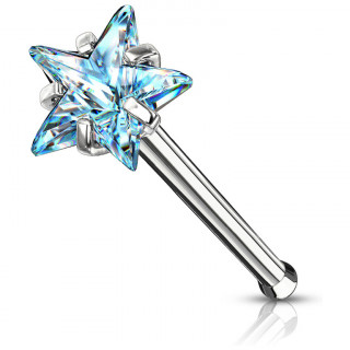 Piercing nez tige droite en acier � zirconium �toil� bleu